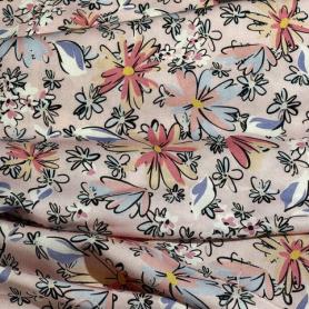 Вискоза светло-розовая с цветочным принтом (150203)