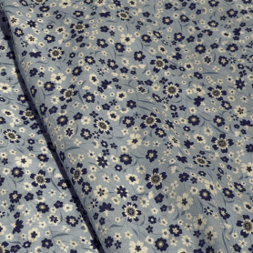 Хлопок голубой с цветочным принтом (150202-2)