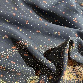 Вискоза черная в цветочный принт (158271)