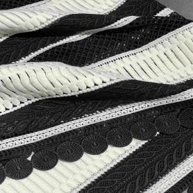 Полиэстер черно-белый кружевной (103916-2)