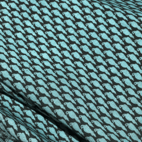 Хлопок черный с принтом попугаев (122694)