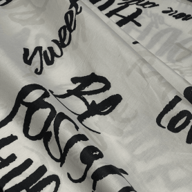 Хлопок белый с текстовым принтом (152189)