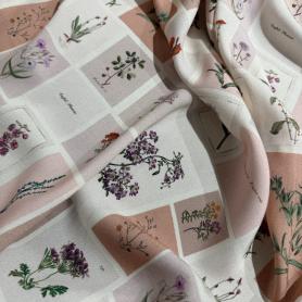 Вискоза розовая в цветочный принт (139259)