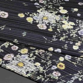 Полиэстер темно-синий с цветочным принтом (150274)