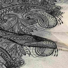 Полиэстер кремовый с вышивкой пейсли (187330-1)