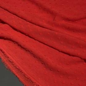 Полиэстер красный в горошек (119252-1)