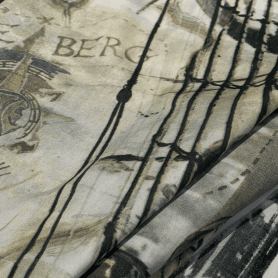 Хлопок бежевый с винтажным принтом (125452-2)