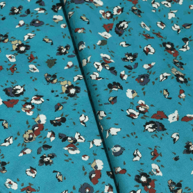 Хлопок бирюзовый с цветочным принтом (134473)