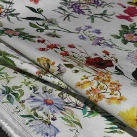Хлопок белый с цветочным принтом (152158)