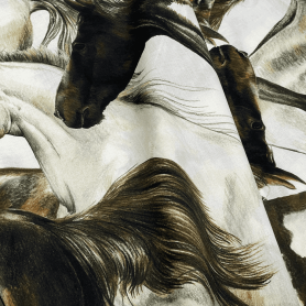 Хлопок белый с принтом лошадей (178463-2)