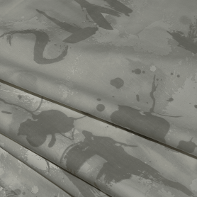 Хлопок серо-белый с абстрактным принтом "брызги" (184031)