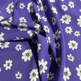 Вискоза фиолетовая в цветочный принт (152197)