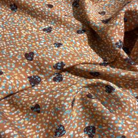 Вискоза оранжевая в горошек (150220)