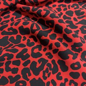 Вискоза красная анималистичная (150279)