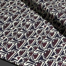 Хлопок бордовый с геометрическим принтом (122826)