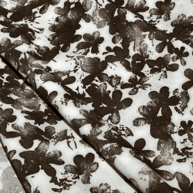 Хлопок белый с цветочным принтом (131446-1)