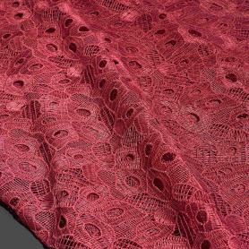 Полиэстер бордовый кружевной (125469)