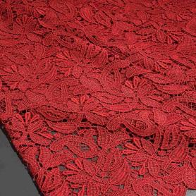 Полиэстер красный кружевной (150235)
