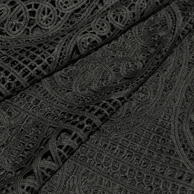 Полиэстер черный с кружевным узором (184011)