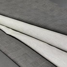 Хлопок серый в клетку (131446)