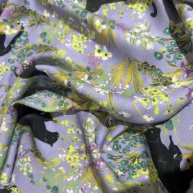 Вискоза фиолетовая в цветочный принт (152140)