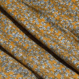 Хлопок оранжевый с цветочным принтом (119335)
