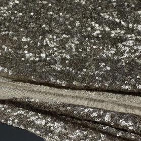 Полиэстер бежево-коричневый с пайетками (100919-1)