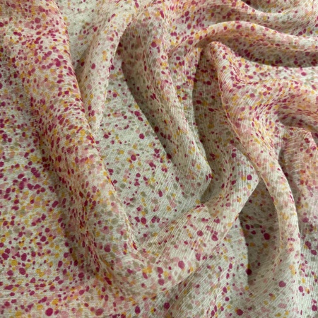 Вискоза розовая в горошек (152168)