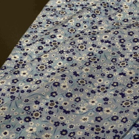 Хлопок голубой с цветочным принтом (150202-2)