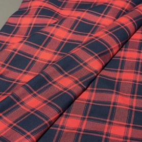 Хлопок красный в клетку (125785)