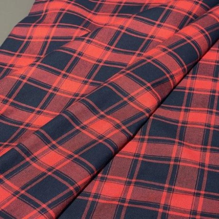 Хлопок красный в клетку (125785)