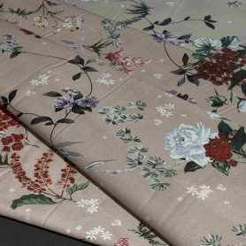 Хлопок бежевый с цветочным принтом (187361)