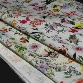 Хлопок белый с цветочным принтом (152158)