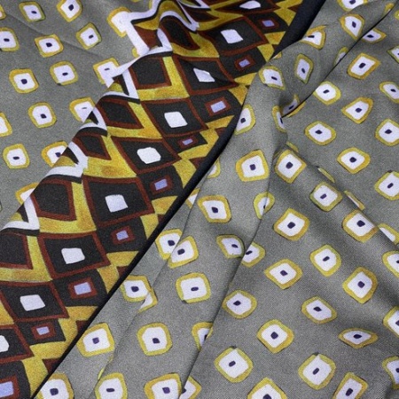 Хлопок серый с геометрическим принтом (187365)
