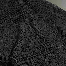Полиэстер черный с кружевным узором (184011)