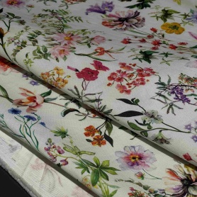 Хлопок белый с цветочным принтом (152158)