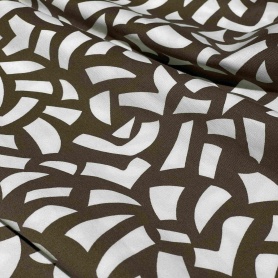 Хлопок коричневый с абстрактным принтом (178235-4)