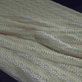 Полиэстер нежно-оливковый с вышивкой (116476-1)