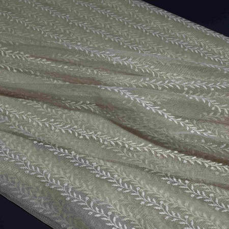 Полиэстер нежно-оливковый с вышивкой (116476-1)