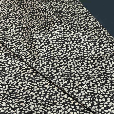 Хлопок черный с цветочным принтом (178489)