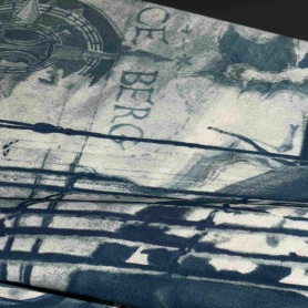 Хлопок сине-белый с винтажным принтом (119259)