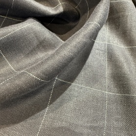 Лен темно-серый в клетку (119281)