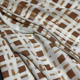 Вискоза бело-коричневая в клетку (125665)