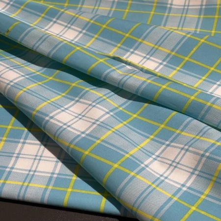 Хлопок голубой в клетку (178441)