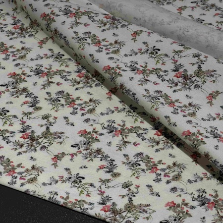 Хлопок белый с цветочным принтом (150256-3)