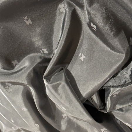 Плащевка черная с бабочками (91635)