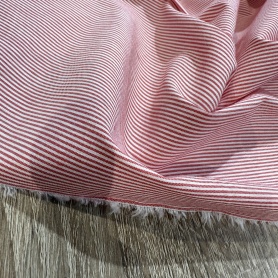 Хлопок белый в мелкую красную полоску (150304\1)