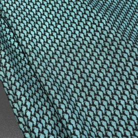 Хлопок черный с принтом попугаев (122694)