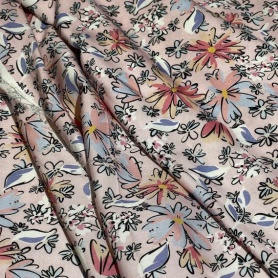 Вискоза светло-розовая с цветочным принтом (150203)