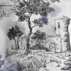 Шелк молочный с пейзажным принтом (181470-9)